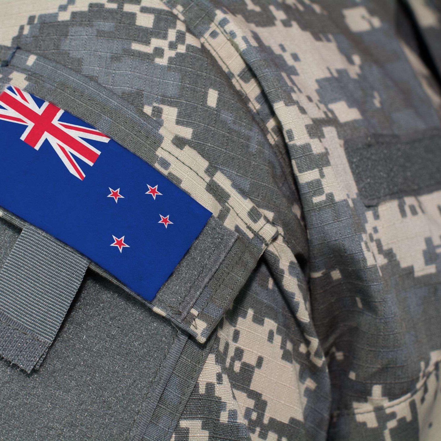 New,Zealand,Army,Uniform,Patch,Flag,On,Soldiers,Arm.,Military
